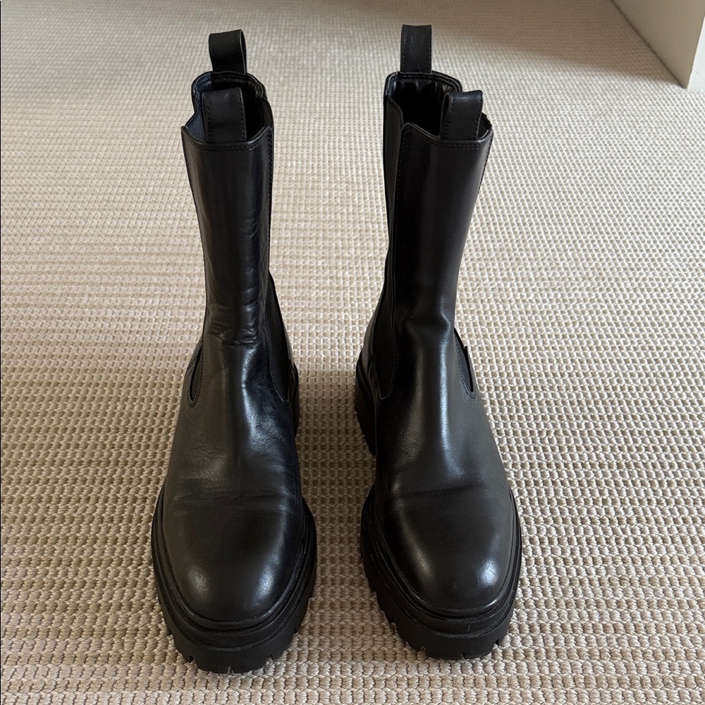 Zara premium leather Chelsea boots